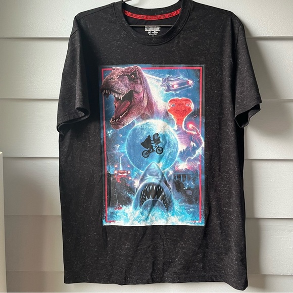 Jurassic Park, E.T., Back to the Future, Jaws Graphic T-Shirt Short Sleeve Tee - Picture 1 of 13